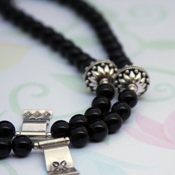 Vintage Nepalese Double Dragon & Onyx Pendant Necklace - Picture 4 of 5